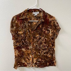 Sage harbor sheet blouse tan floral sz 14